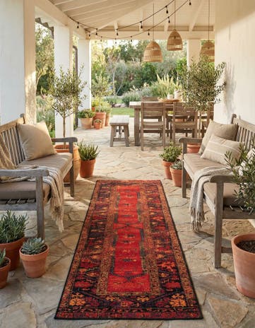 2' 7 x 11' Easy-Clean Tribal Indoor / Outdoor Runner Rug