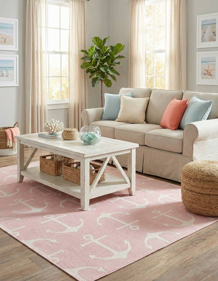 Detail image of 5' 3 x 8'  Washable Coastal Indoor / Outdoor Rug