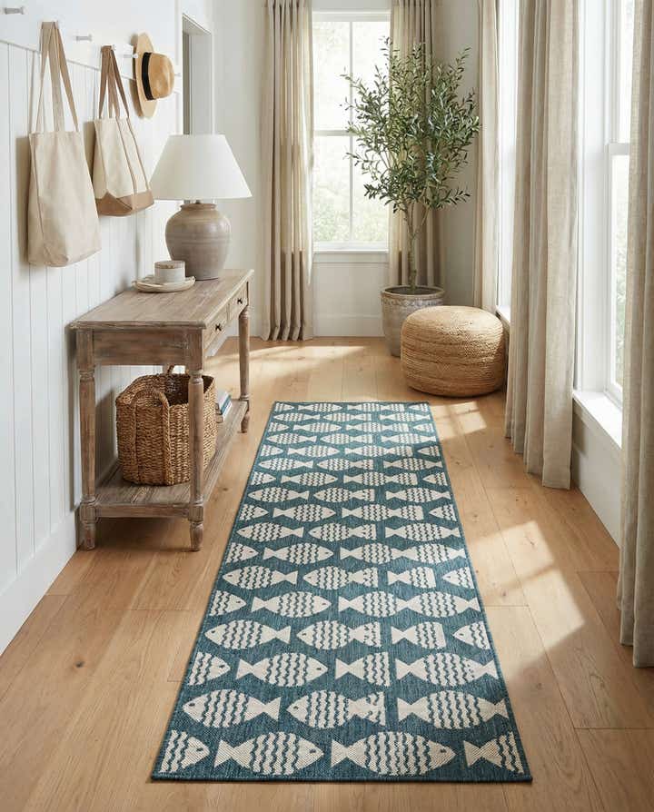 2' 7 x 12' Easy-Clean Coastal Indoor / Outdoor Runner Rug