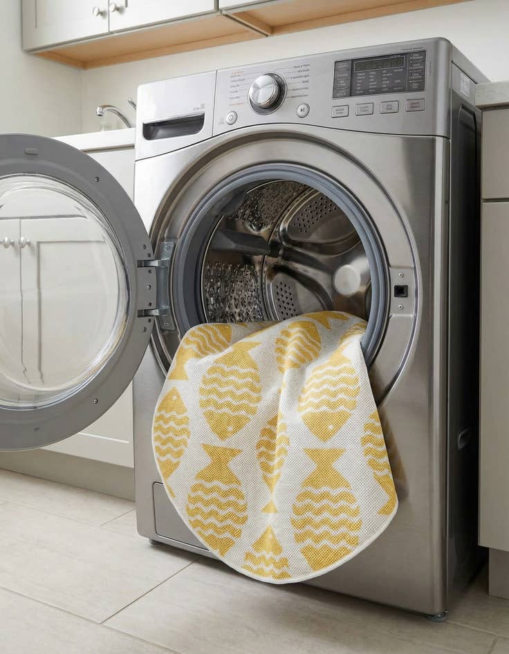 Detail image of 3' 1 x 3' 1  Washable Coastal Indoor / Outdoor Round Rug