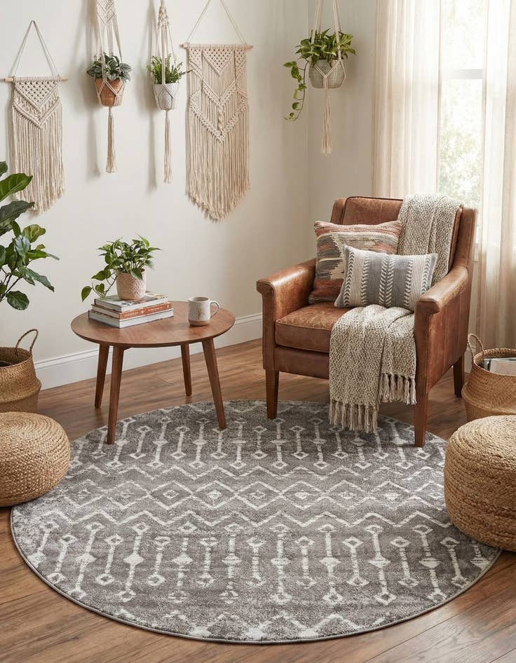 Detail image of  5' 3 x 5' 3 Bohemian Trellis Round Rug