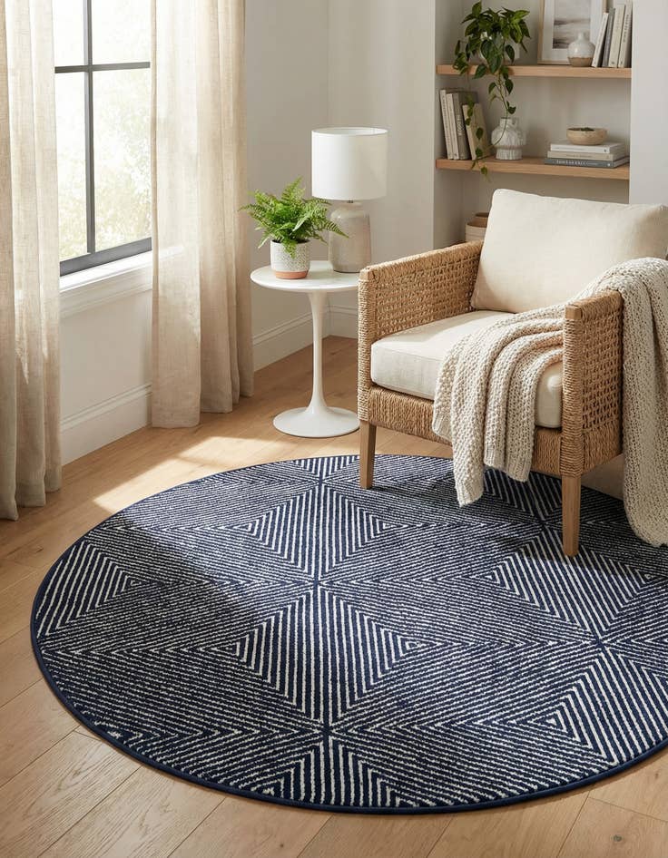 Detail image of  5' x 5'  Washable Sabrina Soto Indoor / Outdoor Round Rug