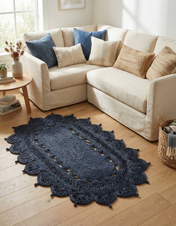 Detail image of 3' 1 x 5' 1  Hand Braided Jute Oval Rug