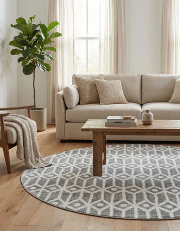 5' x 5' Lattice Trellis Round Rug