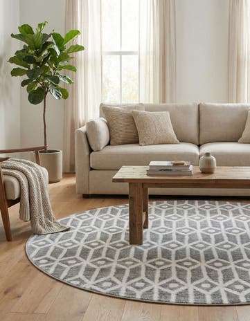 5' x 5' Lattice Trellis Round Rug