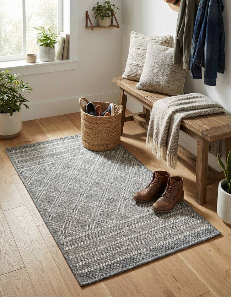 Detail image of  2' x 3' 1  Washable Lattice Indoor / Outdoor Rug