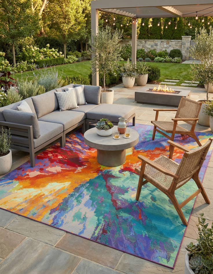 Detail image of 7' 10 x 11'  Washable Modern Indoor / Outdoor Rug