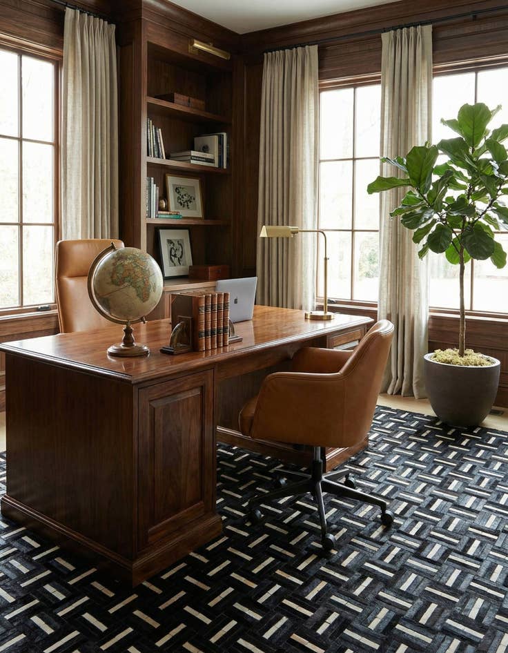 Detail image of 8' 1 x 10' Cowhide Leather Rug