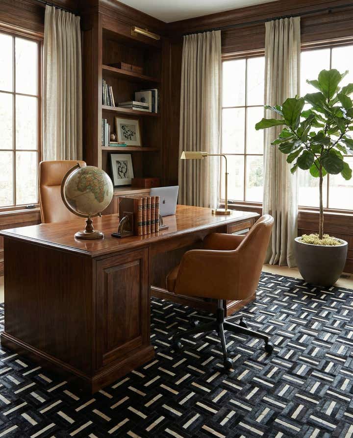 8' 1 x 10' Cowhide Leather Rug