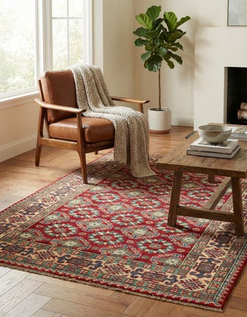 4' x 5' 10 Hand Knotted Kazak Rug