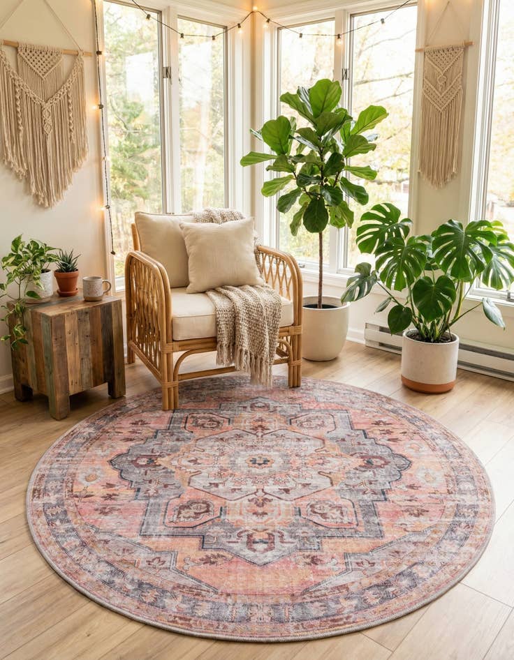 Detail image of 5' 3 x 5' 3  Washable Mangata Round Rug