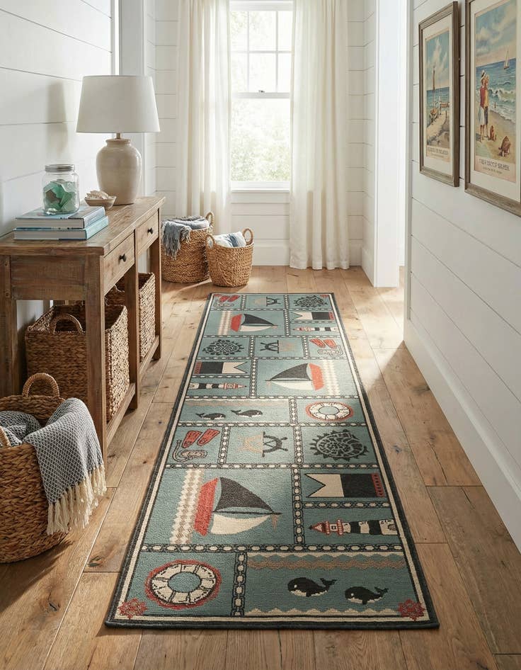 Detail image of 2' 7 x 10' Easy-Clean Coastal Indoor / Outdoor Runner Rug