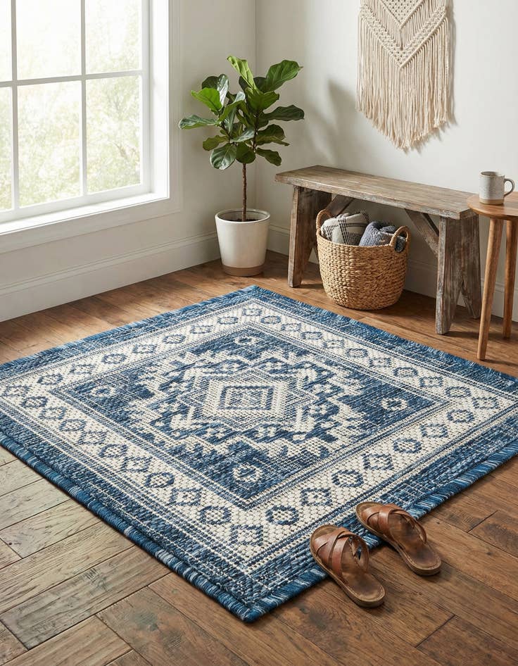 Detail image of 1' 4 x 1' 4  Washable Aztec Indoor / Outdoor Sample Rug