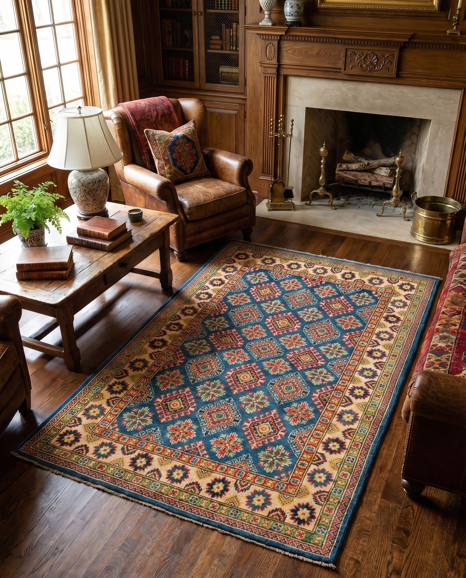 4' x 6' 2 Hand Knotted Kazak Rug