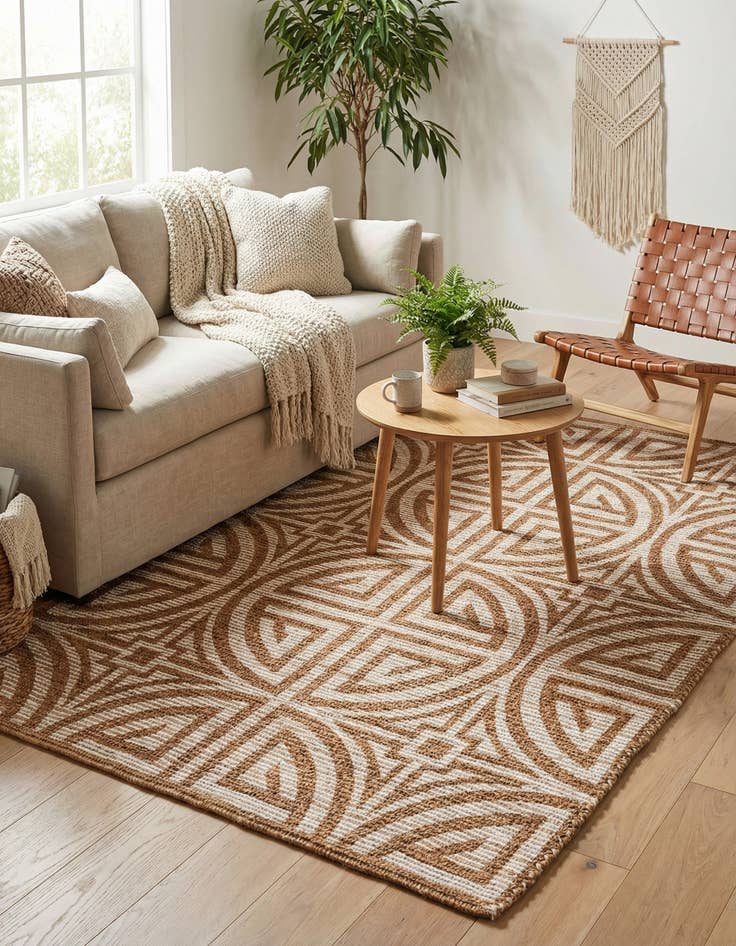 Detail image of  4' 1 x 6' 1  Hand Woven Chenille Jute Rug