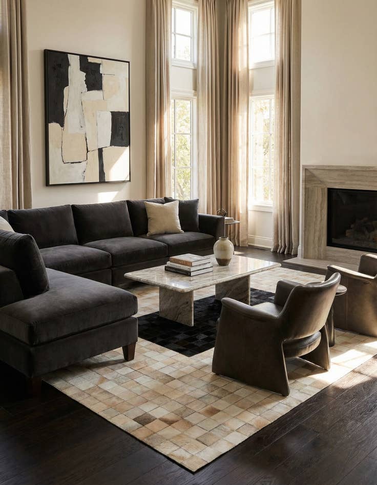 Detail image of 5' x 8' Cowhide Leather Rug