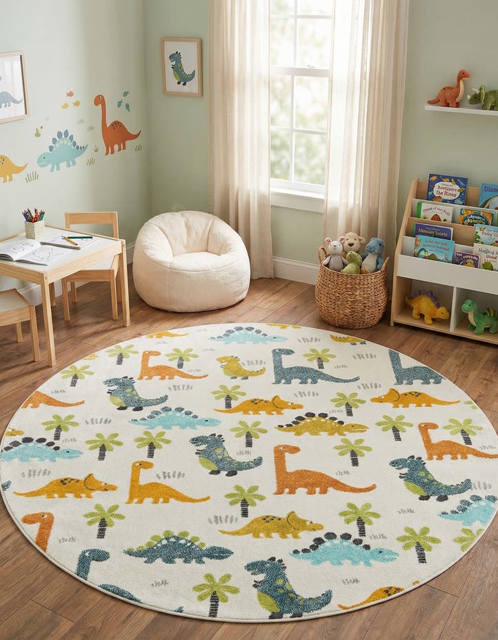 7' 10 x 7' 10 Dinosaur Whimsy Kids Ro...