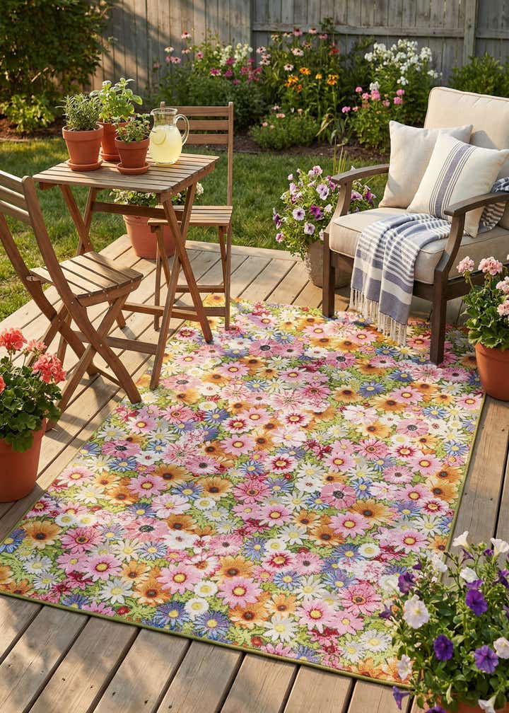 5' x 8' Easy-Clean Botanical Indoor / Outdoor Rug