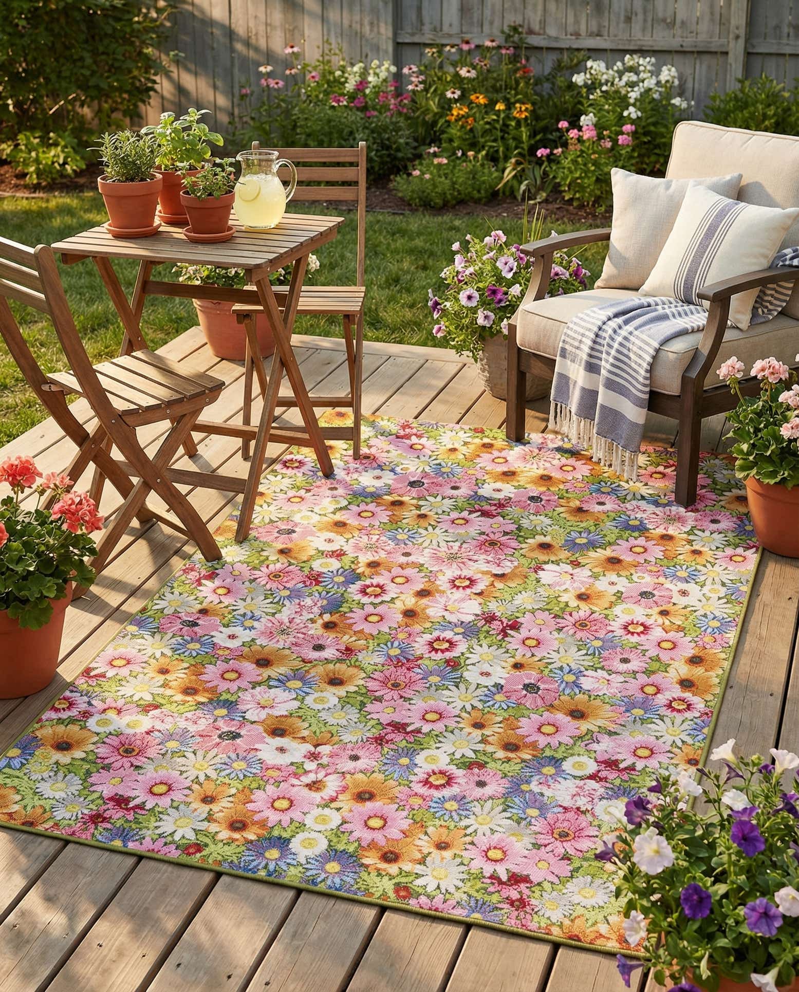 5' x 8' Easy-Clean Botanical Indoor / Outdoor Rug