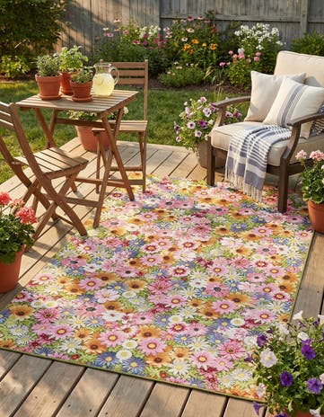 5' x 8' Easy-Clean Botanical Indoor / Outdoor Rug