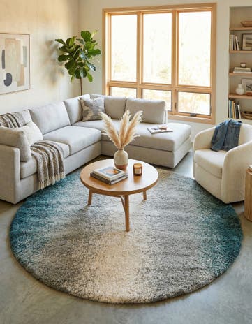 Teal Soft Touch Shag Round Rug