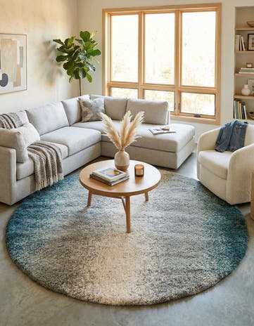 Teal Soft Touch Shag Round Rug