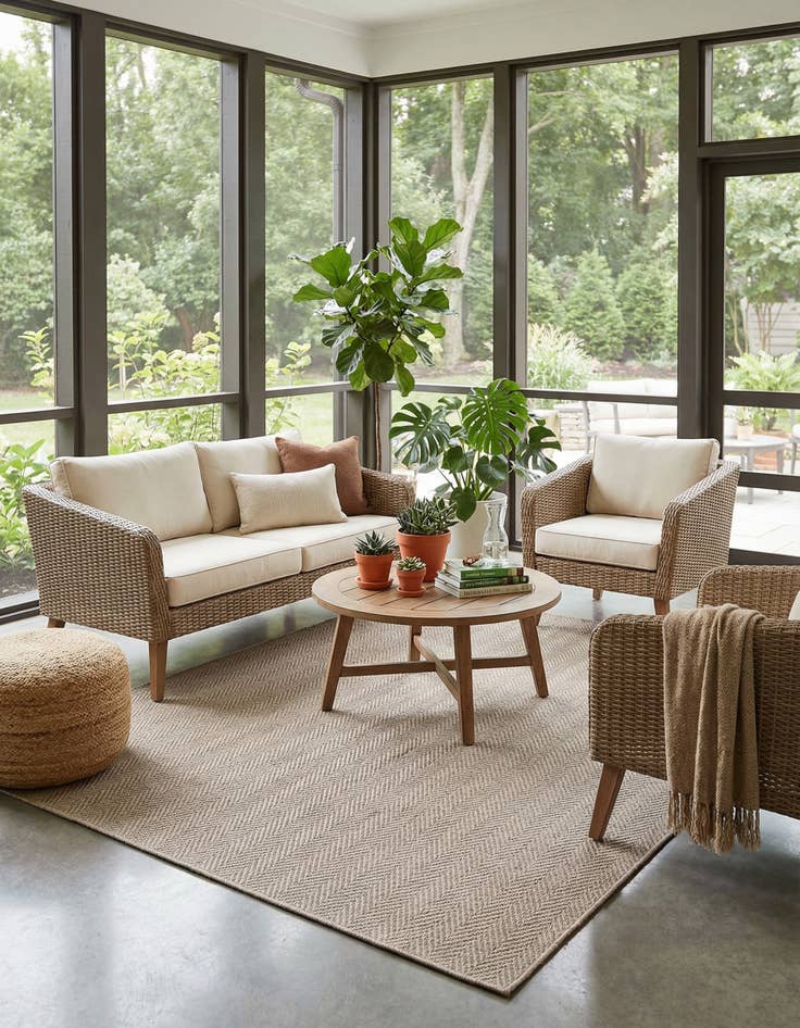 Detail image of  5' 3 x 7' 7  Washable Modern Indoor / Outdoor Rug