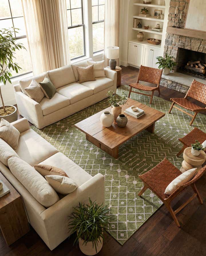 13' x 13' Easy-Clean Lattice Indoor / Outdoor Square Rug