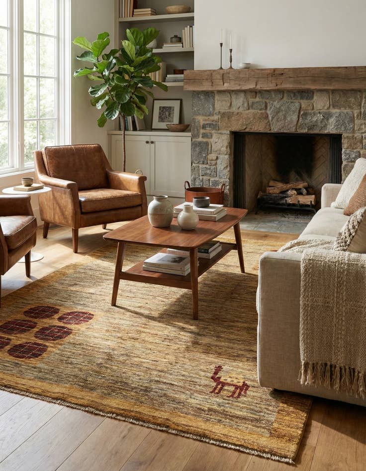 Detail image of 4' 1 x 6' 4  Hand Knotted Modern Ziegler Rug