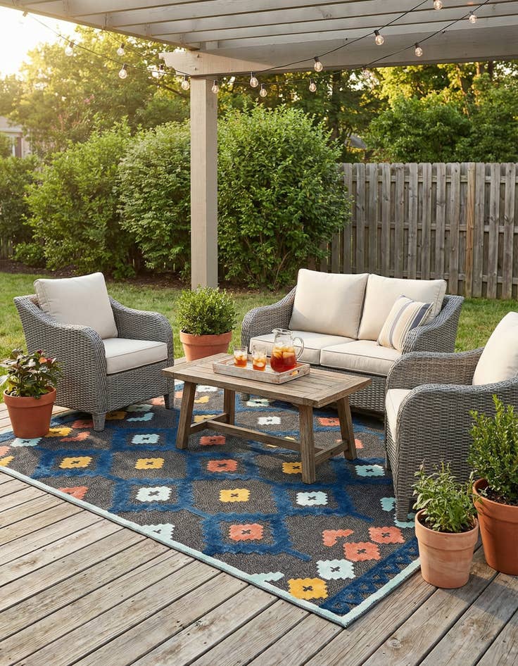 Detail image of 7' 10 x 10'  Washable Belize Indoor / Outdoor Rug