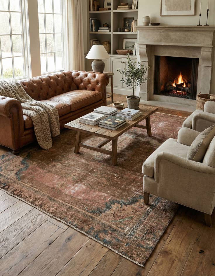 Detail image of  6' 5 x 9'  Hand Knotted Ultra Vintage Persian Wool Rug