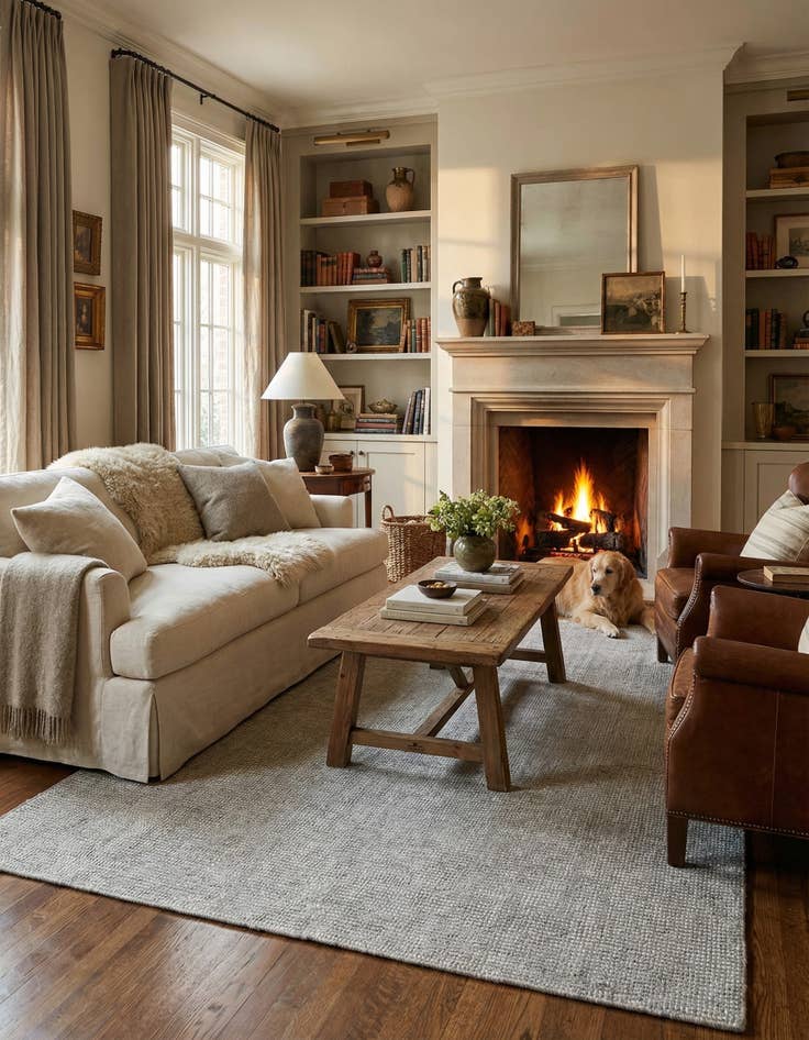 Detail image of 4' 1 x 6' 1  Hand Woven Jill Zarin English Manor Farmhouse Wool Rug