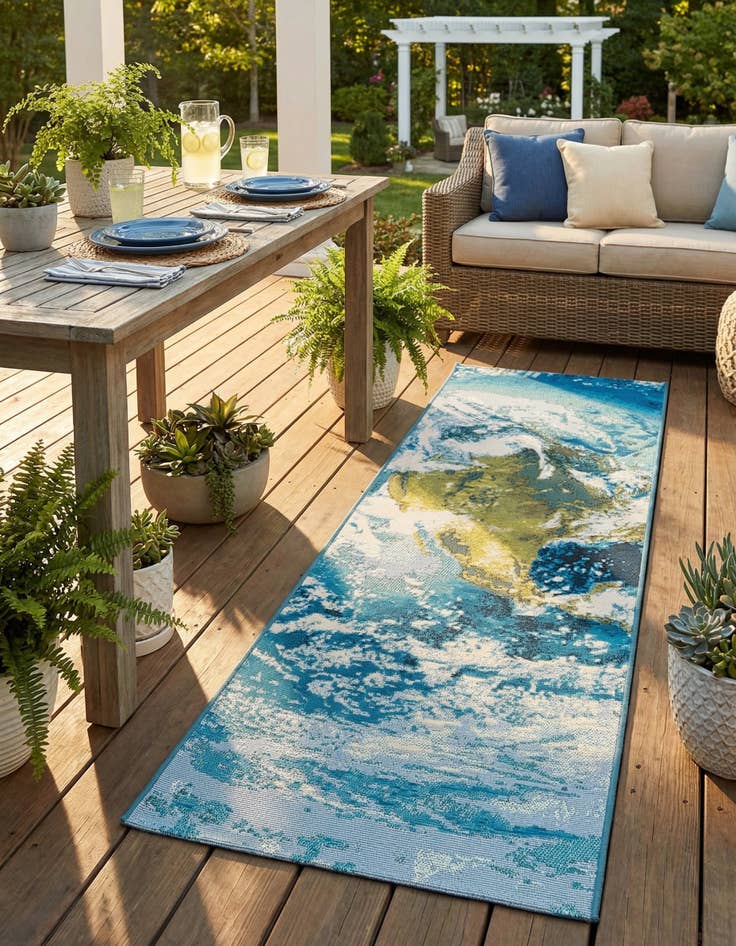 Detail image of 2' x 6' 1  Washable Modern Indoor / Outdoor Runner Rug