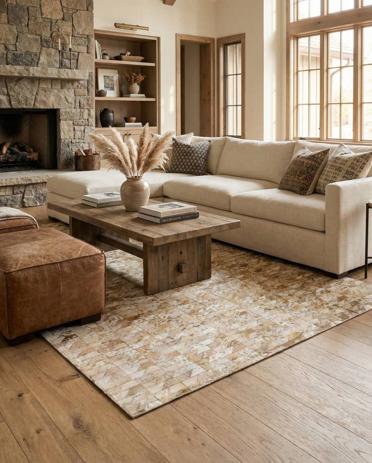 Detail image of 4' 8 x 6' 6 Cowhide Stocks Rug