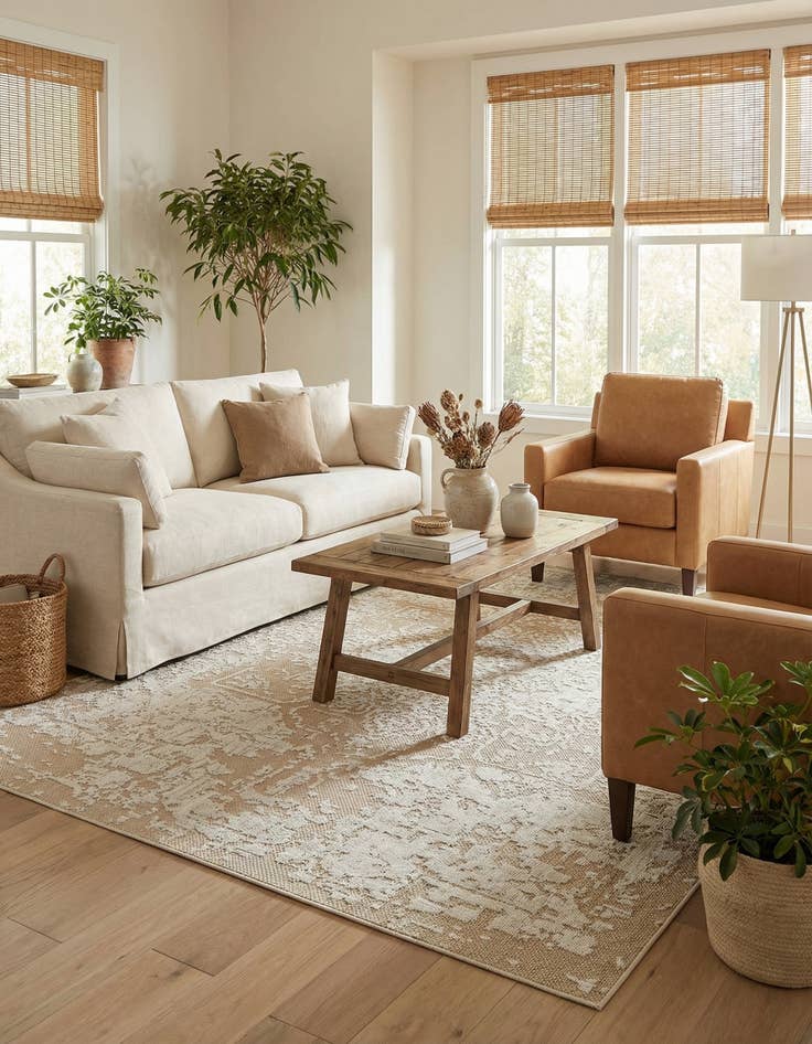 Detail image of 7' 10 x 10'  Washable Traditional Indoor / Outdoor Rug