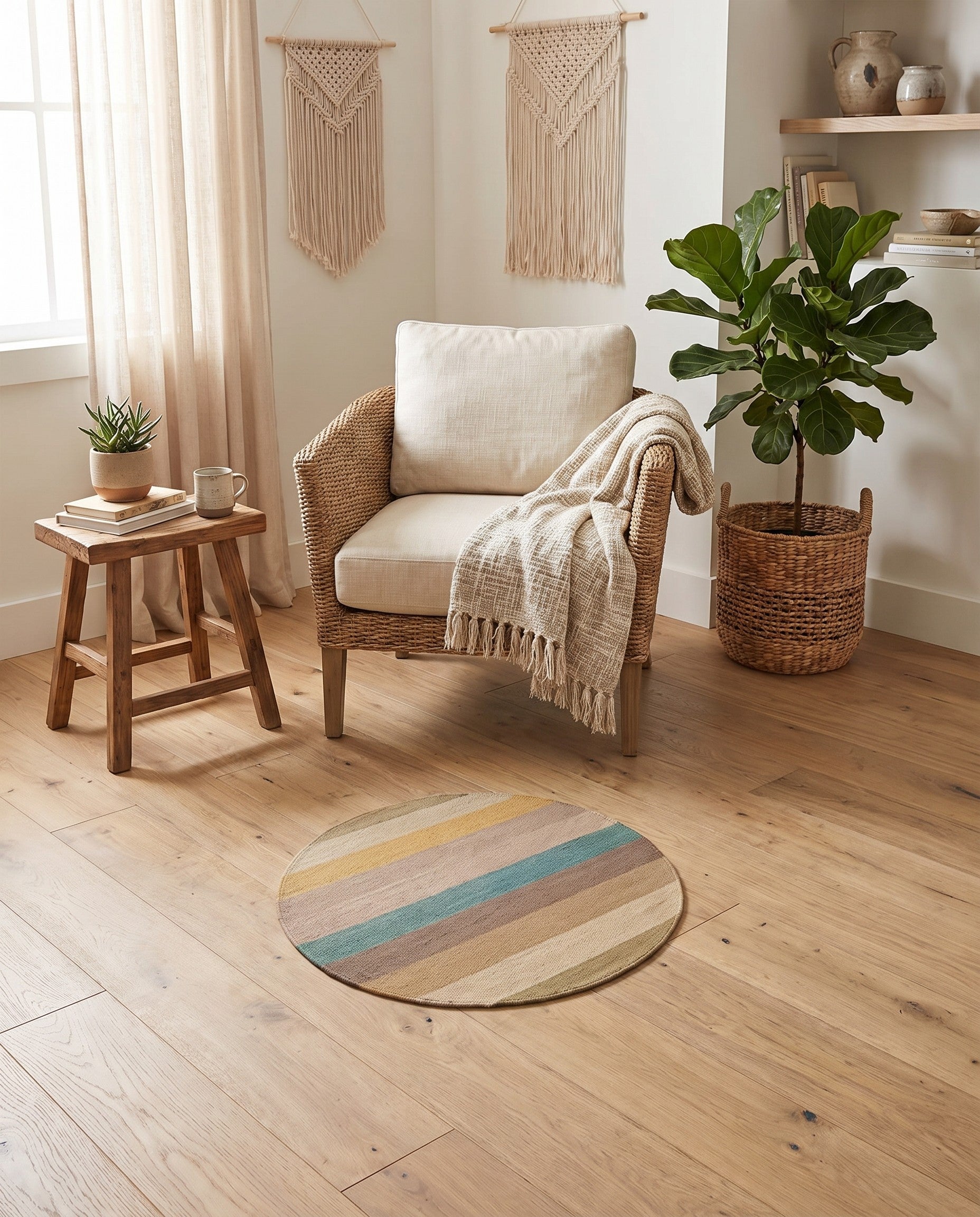 2' 3 x 2' 5 Hand Woven Pillow Wool Round Rug