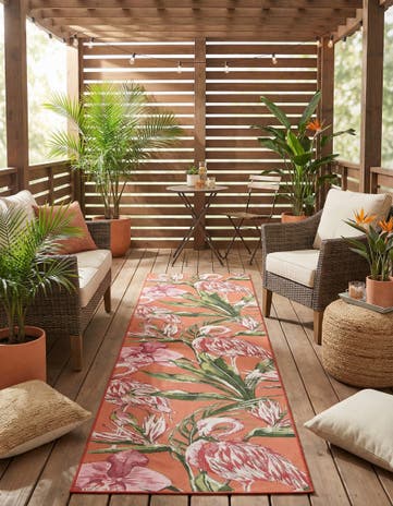 2' 7 x 10' Easy-Clean Botanical Indoor / Outdoor Runner Rug