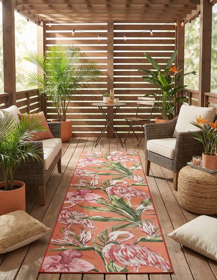 Detail image of 2' 7 x 10' Easy-Clean Botanical Indoor / Outdoor Runner Rug