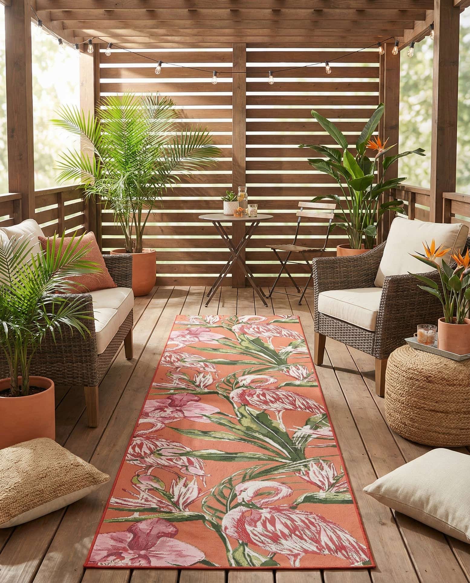 2' 7 x 10' Easy-Clean Botanical Indoor / Outdoor Runner Rug