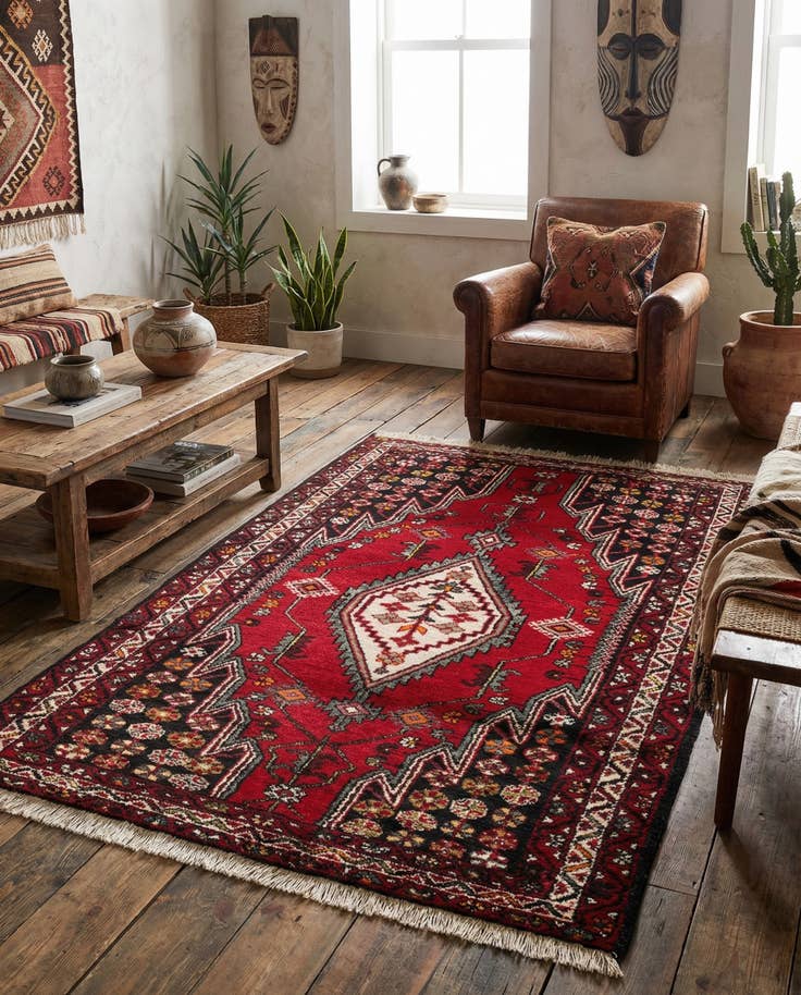 Detail image of 4' 1 x 6' 5 Hand Knotted Anatolian Oriental Wool Rug