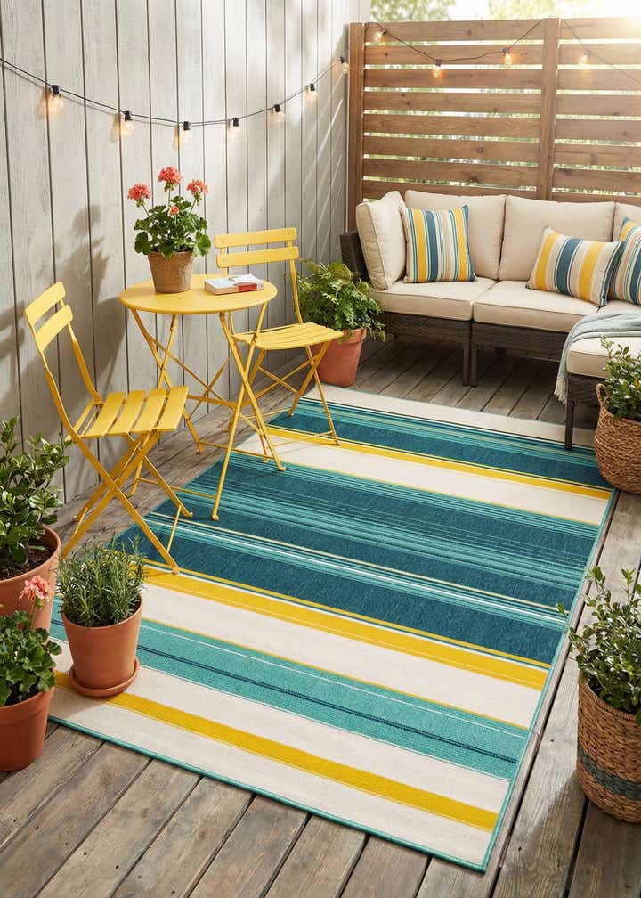 6' x 9' Easy-Clean Border Indoor / Outdoor Rug