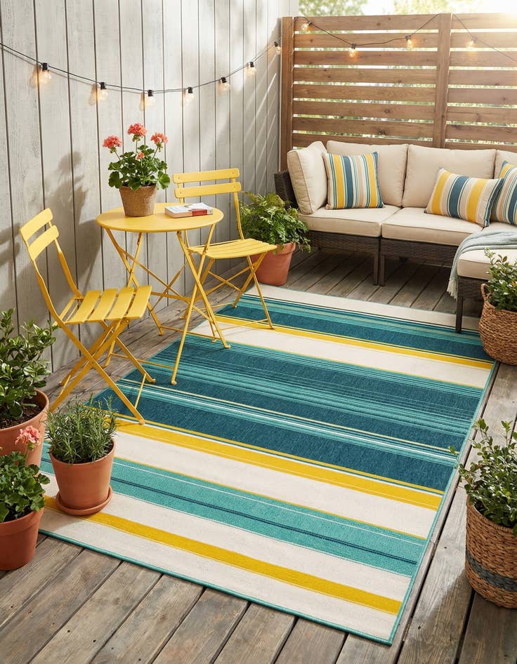 Detail image of 6' x 9'  Washable Border Indoor / Outdoor Rug