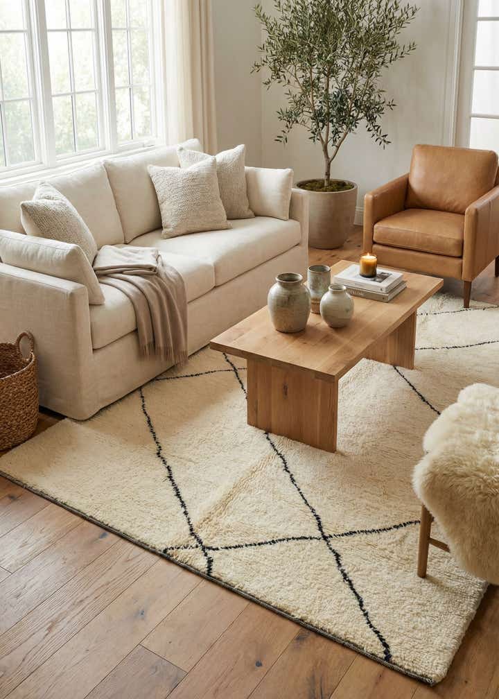 6' 5 x 9' 3 Hand Knotted Moroccan Wool Rug