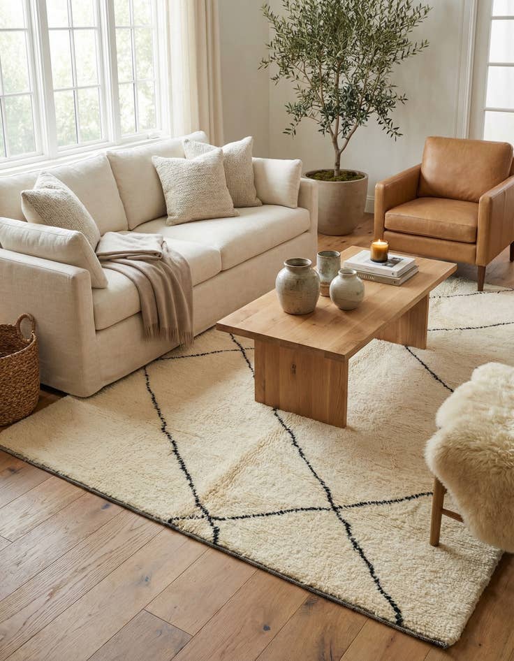 Detail image of 6' 5 x 9' 3  Hand Knotted Moroccan Wool Rug