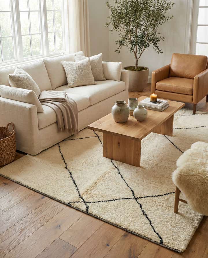 6' 5 x 9' 3 Hand Knotted Moroccan Wool Rug