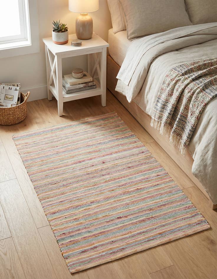 Detail image of  2' x 3' 1  Hand Woven Happy Rugs Rainbow Weave