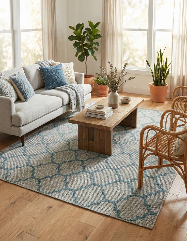 Detail image of 6' x 9' Easy-Clean Trellis Indoor / Outdoor Rug