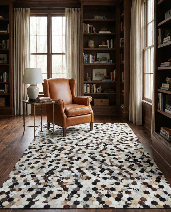 5' x 7' 10 Cowhide Leather Rug