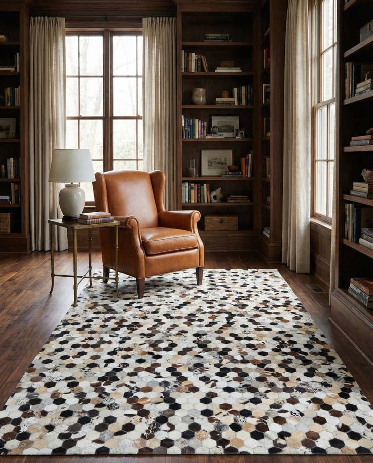 Detail image of 5' x 7' 10 Cowhide Leather Rug