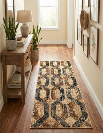 Beige Cream Saturn Runner Rug